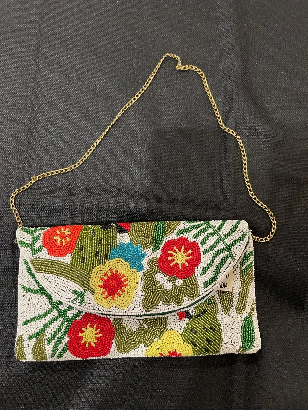 Versona beaded floral crossbody clutch